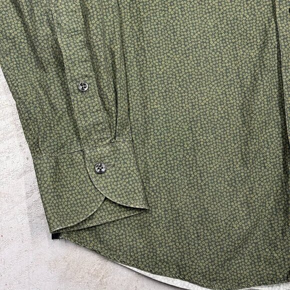 XACUS Tailored Fit Dress Shirt Floral Green Italy Cotton Long Sleeve 15.5 Medium - Picture 3 of 8